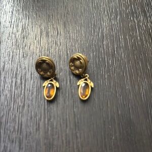 Vintage Gold and Orange Drop Earrings with Classic Design